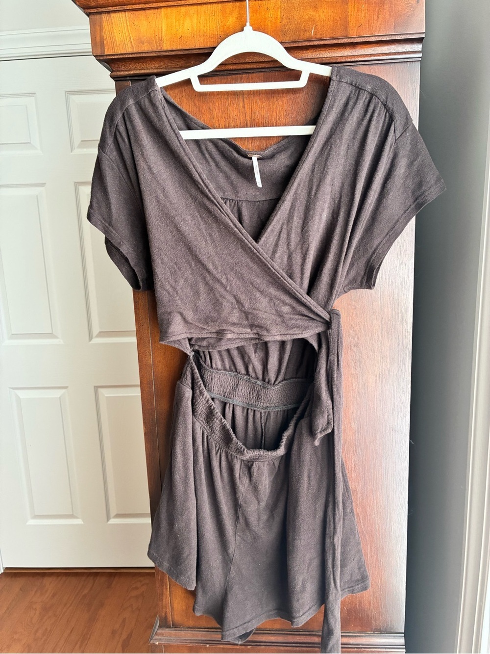 Free People Dark Chocolate Brown Wrap Romper - Picture 2 of 5